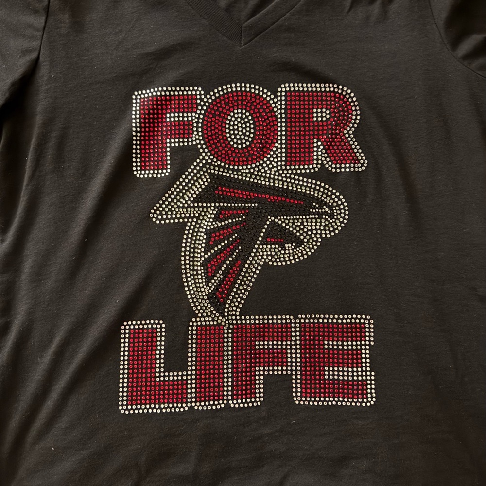 Falcons Fans!Black T-Shirt with Red and Silver Design